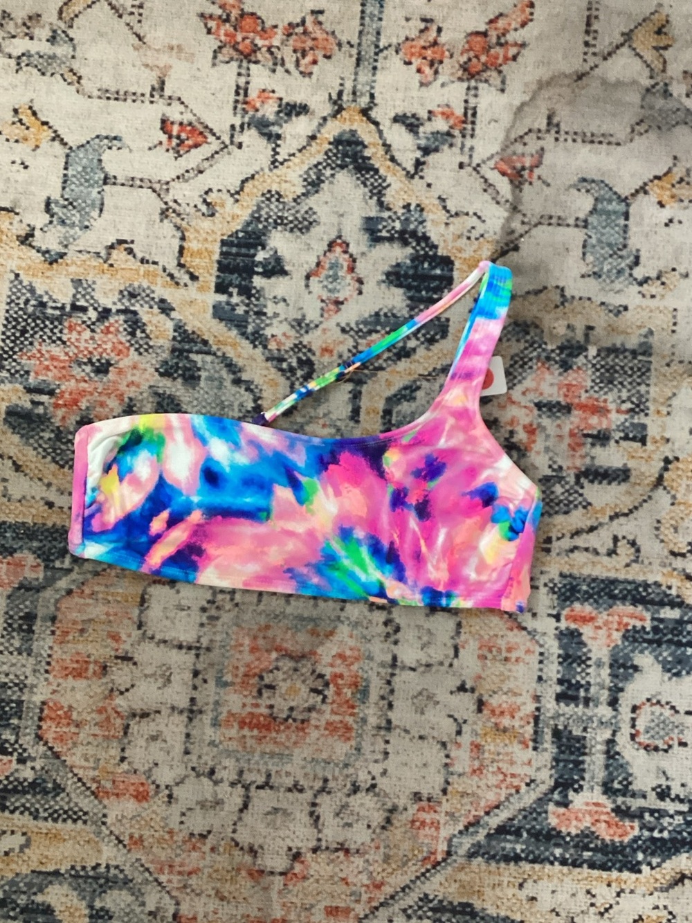 Women’s One-Shoulder Bikini Top - Multicolor Tie-Dye